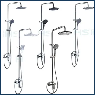 Système de douche en laiton chromé/gris