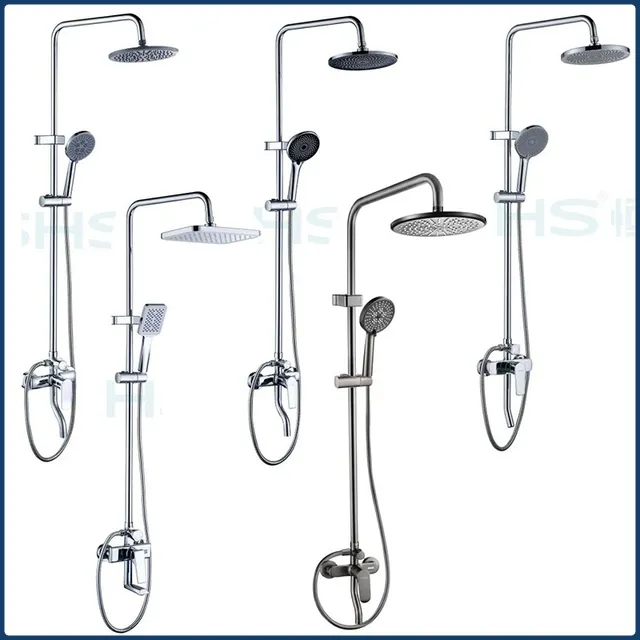 Système de douche en laiton chromé/gris