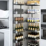 Armoire de cuisine haute à 6 niveaux, étagère de rangement, armoire de collation, armoire de rangement cachée, panier extractible, meubles d&rsquo;organisation