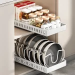 Organisateur de casseroles et poêles sous l&rsquo;armoire, support de couvercle de casserole coulissant et support de casserole de cuisine, organisateur de casseroles et de casseroles extractibles, rangement de la vaisselle