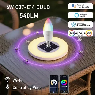 1-10 pièces Tuya Bluetooth WiFi E14 ampoule intelligente RGBCW 85-265V…