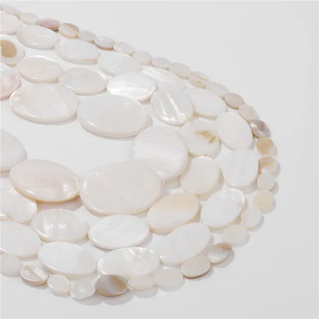 Perles ovales en coquillage naturel pour bijoux – vue 4