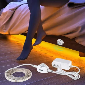 Capteur de mouvement sous-meuble lumières placard cuisine lit veilleuse d&rsquo;urgence bande LED Flexible DC 12V US EU adaptateur secteur