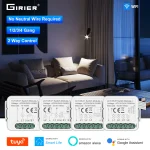 GIRIER Tuya Module de commutateur de lumière WiFi intelligent 1 2 3 4 Gang aucun interrupteur neutre requis 220V prend en charge le contrôle bidirectionnel Alexa Hey Google