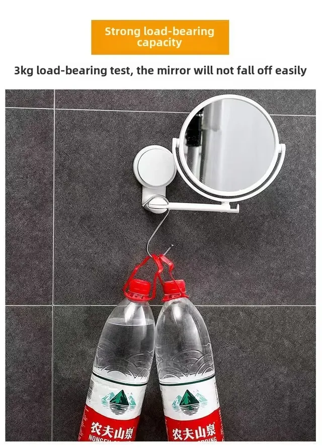 Miroir de salle de bain mural pliable sans poinçonnage – vue 4