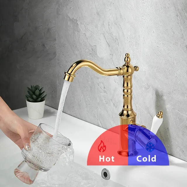 Robinet de lavabo de salle de bains en or antique 360 °… – vue 3