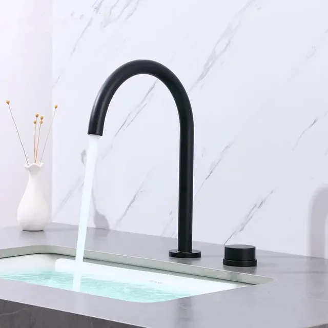 Robinet lavabo mural or brossé noir bec pivotant rotatif… – vue 2