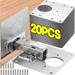 Kits de plaques de réparation de charnière d&rsquo;armoire en acier inoxydable, plaque de montage de charnière de porte avec trous de vis pour meubles de placard de cuisine à domicile