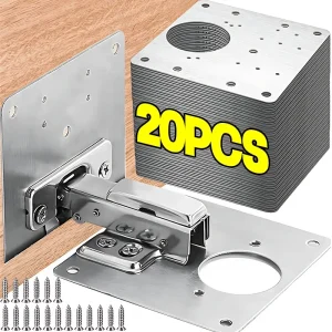 Kits de plaques de réparation de charnière d’armoire en acier inoxydable, plaque de montage de charnière de porte avec trous de vis pour meubles de placard de cuisine à domicile Kits de plaques de réparation de charnière d’armoire en acier inoxydable, plaque de montage de charnière de porte avec trous de vis pour meubles de placard de cuisine à domicile