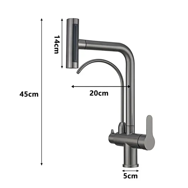 Robinet de cuisine cascade extractible – vue 3