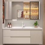 Armoire de salle de bain de luxe moderne, organisateur de douche en verre et bois, supports de rangement, accessoires de maison Armario Banheiro