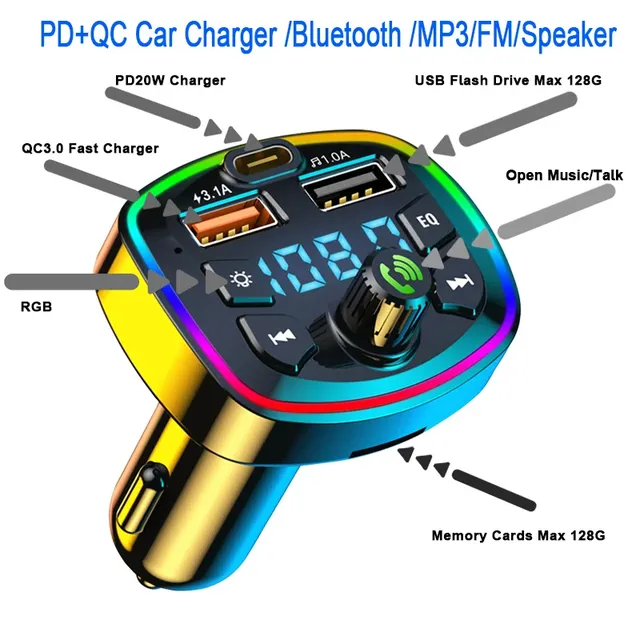 Transmetteur FM Bluetooth 5.0 pour voiture – vue 6