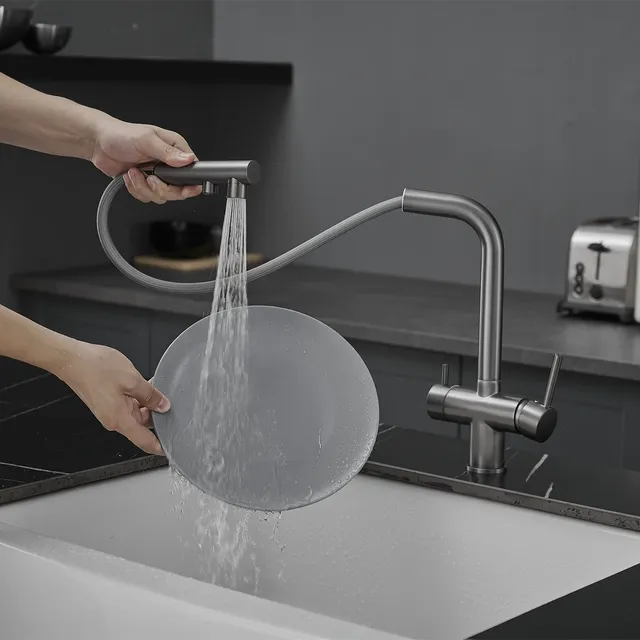 Robinets d'évier de cuisine avec filtre extractible à 3… – vue 4