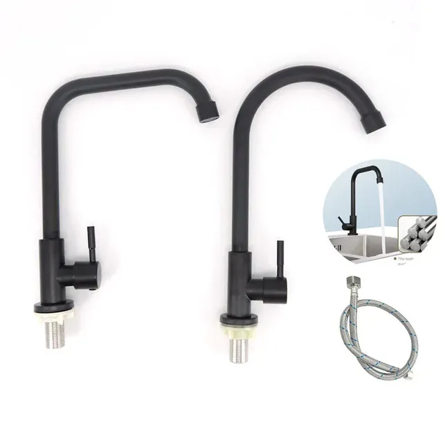 Robinet de cuisine en acier inoxydable noir G1/2 – vue 2