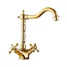 Robinet lavabo laiton doré antique victorien bec haut… – vue 3