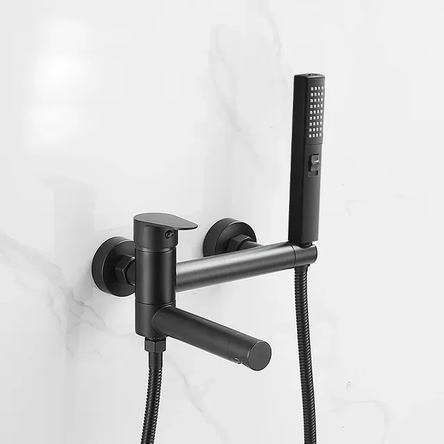 Robinet mural baignoire noir mat minimaliste cylindrique…