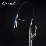 Robinet de cuisine à capteur extractible, poignée unique, affichage numérique, pulvérisateur à traction, mélangeur d&rsquo;évier monté