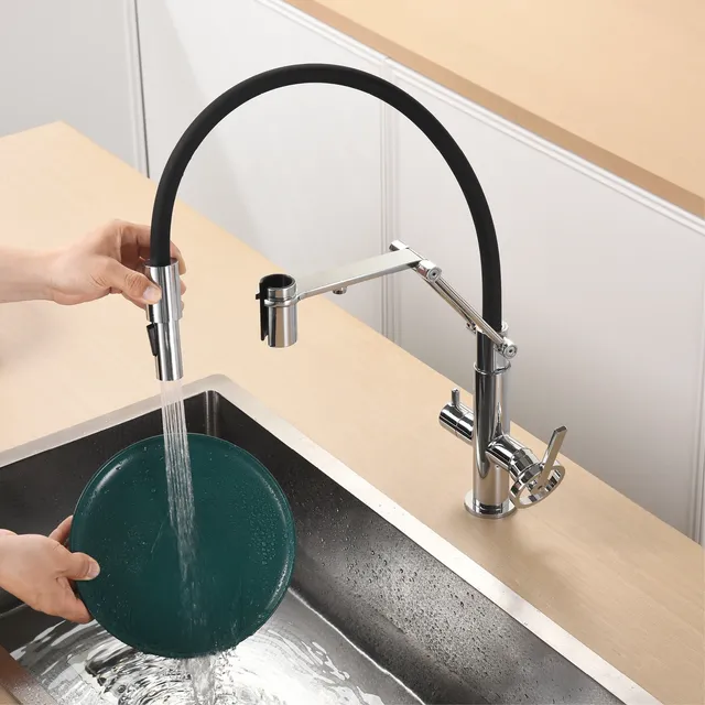 Robinet de cuisine moderne en laiton chromé avec… – vue 2