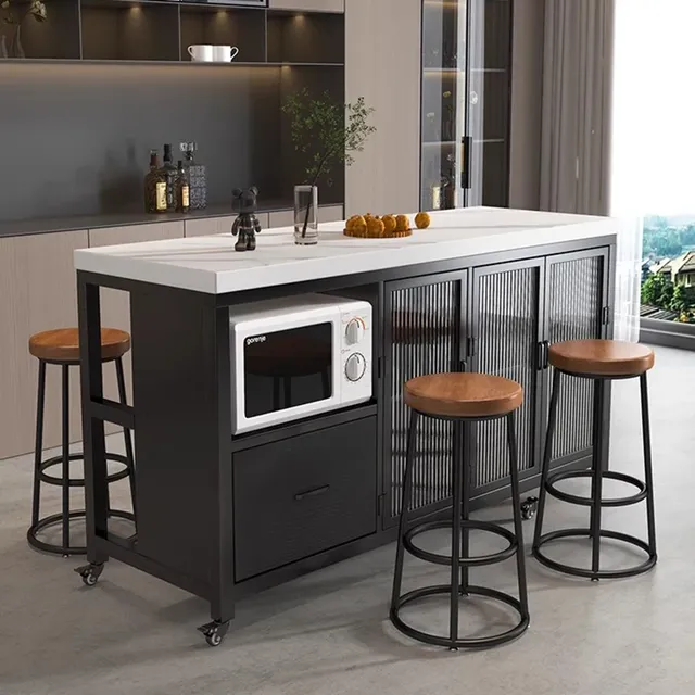 Îles De cuisine simples modernes avec roulettes îles De… – vue 6