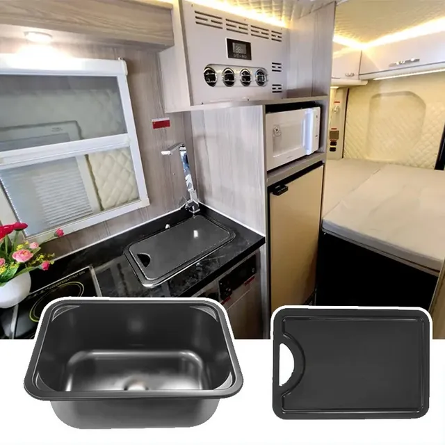 Évier carré cuisine noir inox 304 encastrable mat… – vue 2