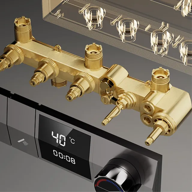Système de douche thermostatique au plafond mural chromé – vue 5