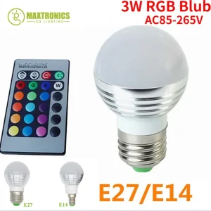 3W AC85-265V LED ampoule lampe E27 E14 RGB lampe colorée Ampoule lumière LED infrarouge à distance Dimmable Globe ampoules sphériques décor à la maison