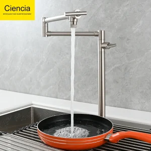 CistudBrass-Remplisseur de pot pliable et extensible, deux poignées, montage sur pont, cuisine, eau froide uniquement CistudBrass-Remplisseur de pot pliable et extensible, deux poignées, montage sur pont, cuisine, eau froide uniquement
