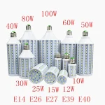 Lampes à LED SMD avec Ampoule de Maïs pour Plafonnier, 12W, 15W, 30W, 40W, 50W, 60W, 80W, 100W, E40, E26, B22, 110V/220V