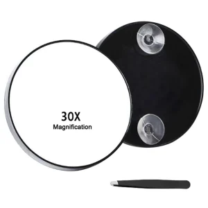 Miroir grossissant 30X avec ventouse, Compact et Durable, miroir de maquillage de voyage pour épir les sourcils, élimine les points noirs Miroir grossissant 30X avec ventouse, Compact et Durable, miroir de maquillage de voyage pour épir les sourcils, élimine les points noirs