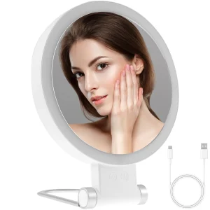 Miroir grossissant pliable 30X 360 °   Miroir de maquillage éclairé rotatif avec lumière, 3 Modes d&rsquo;éclairage, miroirs cosmétiques pour femmes et filles
