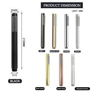 Pommeau de douche à main rond en laiton, arroseur de bain à main blanc/or brossé/Chrome/gris/noir mat, pulvérisateur de douche de salle de bains