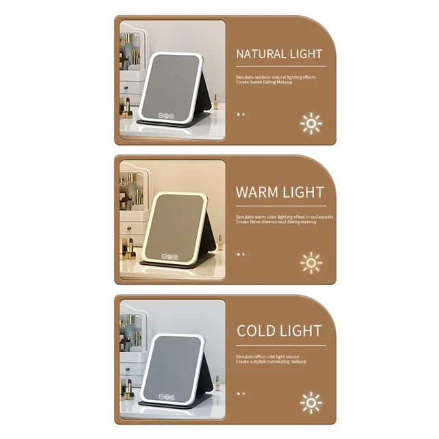 Miroir de maquillage LED à intensité variable – vue 2