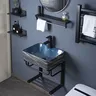 Lavabo mural céramique bleu émaillé rectangulaire coins… – vue 4