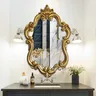 Miroir mural baroque ovale cadre sculpté blanc laqué… – vue 3