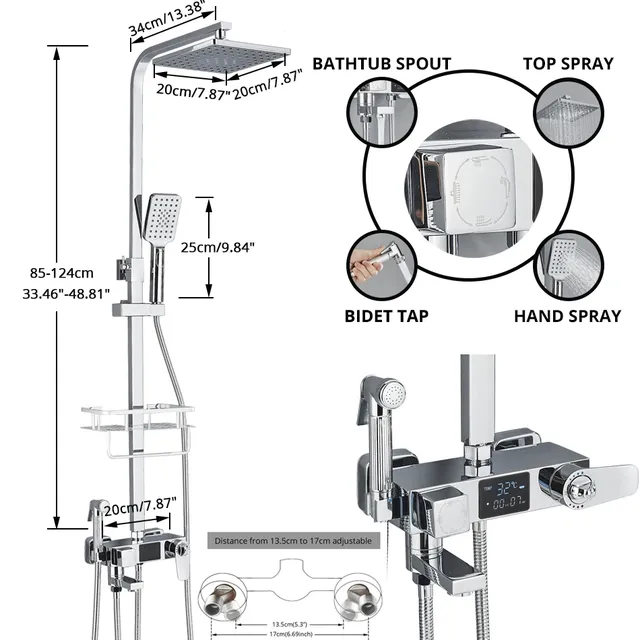 Pommeau de douche thermostatique à affichage numérique – vue 4