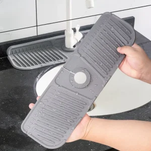 Tapis de robinet en Silicone pratique, noir/gris, accessoires de robinet, collecteur d&rsquo;eau, anti-éclaboussures, protection de comptoir, cuisine salle de bains