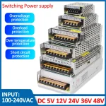 Alimentation électrique 5V 12V 24V 36V SMPS 5 12 24 36 V AC-DC 220V à 5V 12V 24V 36V 1A 2A 3A 5A 10A 20A 30A, alimentation à découpage SMPS