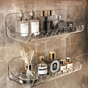 Acryli – étagère de salle de bain sans perceuse, organisateur de douche, support de rangement, lavabo, cosmétiques, support mural pour toilettes et shampoing Acryli – étagère de salle de bain sans perceuse, organisateur de douche, support de rangement, lavabo, cosmétiques, support mural pour toilettes et shampoing