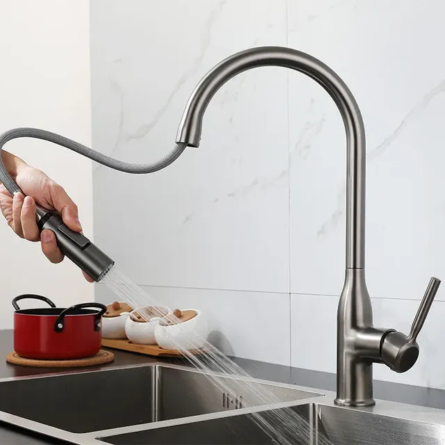 Robinet d'évier de cuisine gris canon – vue 2