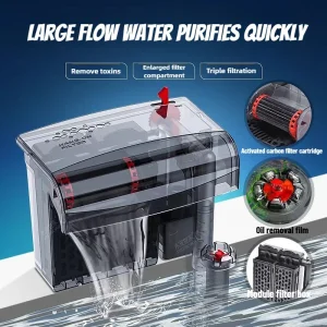 Cascade de filtre mural d&rsquo;aquarium, cycle de purification d&rsquo;eau trois en un, filtration externe silencieuse et solide de petite taille