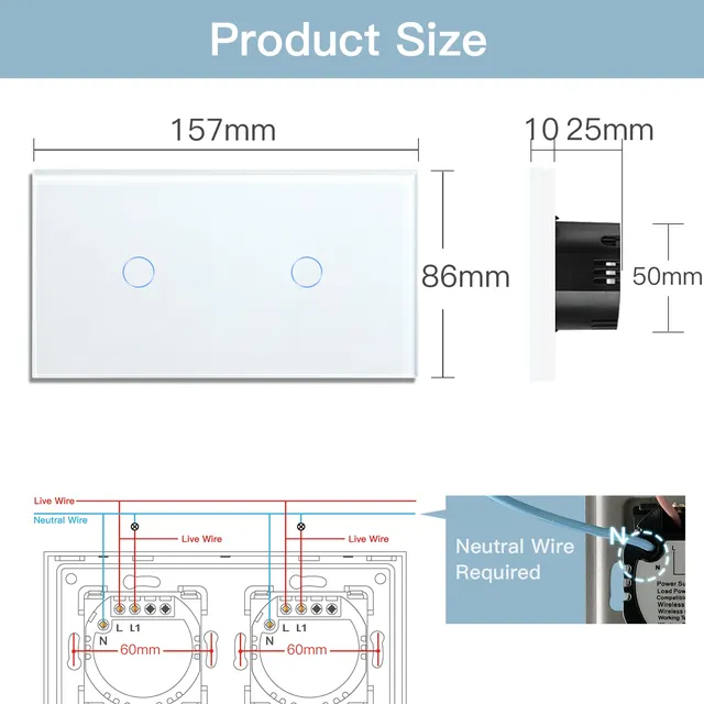 BSEED-Joli Mural Tactile Wifi Intelligent à 2 Voies – vue 6