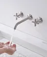 Robinet mural lavabo double poignées croisées bec… – vue 4