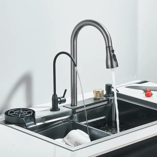 Évier de cuisine cascade en acier inoxydable 304 – vue 4