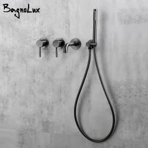 Mitigeur de douche ensemble de douche chaude et froide 2 voies inverseur de commande robinet de douche en laiton massif avec bec de bain 150MM/210MM/260MM Kit de douche mélangeur Mitigeur de douche ensemble de douche chaude et froide 2 voies inverseur de commande robinet de douche en laiton massif avec bec de bain 150MM/210MM/260MM Kit de douche mélangeur