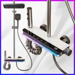 Système de douche, salle de bain, ensemble de douche, baignoire, robinet de douche chaude et froide, lumière LED, affichage numérique, robinet en laiton, clé de Piano, ensemble de douche