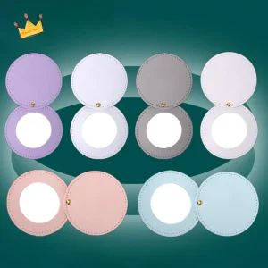 Miroir rotatif rond en cuir, Mini miroir de beauté rond à Rotation de 360 degrés, sans déformation, miroir de poche pliant pour bureau