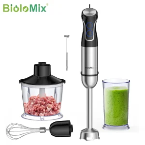 BioloMix – mélangeur à main à Immersion 5 en 1, mélangeur 1500W avec lame en acier inoxydable 304, robot culinaire, Smoothies, purée de nourriture pour bébé