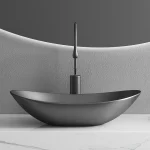 Yuanbao – lavabo à plateforme en céramique, lavabo Simple, bassin d&rsquo;art domestique, Design gris pistolet Simple
