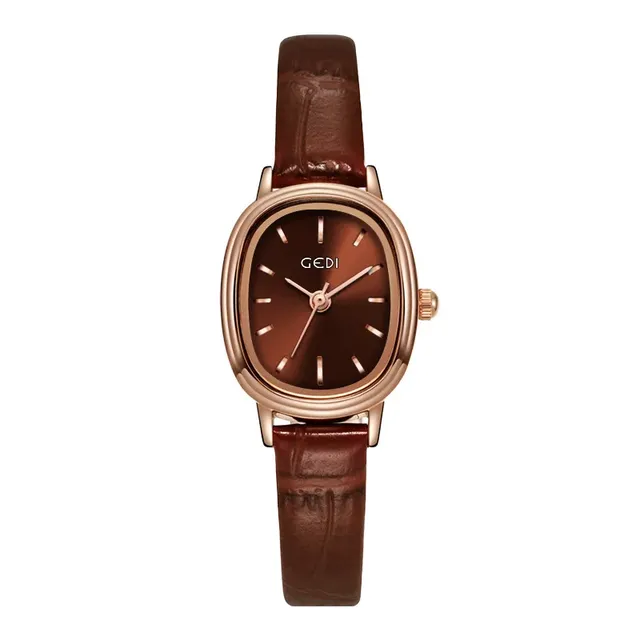Montre femme quartz boîtier ovale plaqué or rose cadran… – vue 6