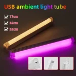Tube lumineux RVB coloré, veilleuse USB, anciers lumineux violet et bleu, lampe de pièce, lumière de remplissage de photo, 30W, 50W